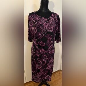 Elegant Purple Patterned Women's Dress